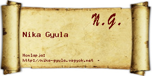 Nika Gyula névjegykártya